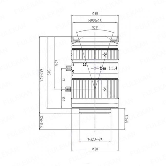 1 polegada 8MP SUA montagem da luz das estrelas F1.4 C da lente 25mm ultra para a câmera eletrônica da polícia ou do tráfego